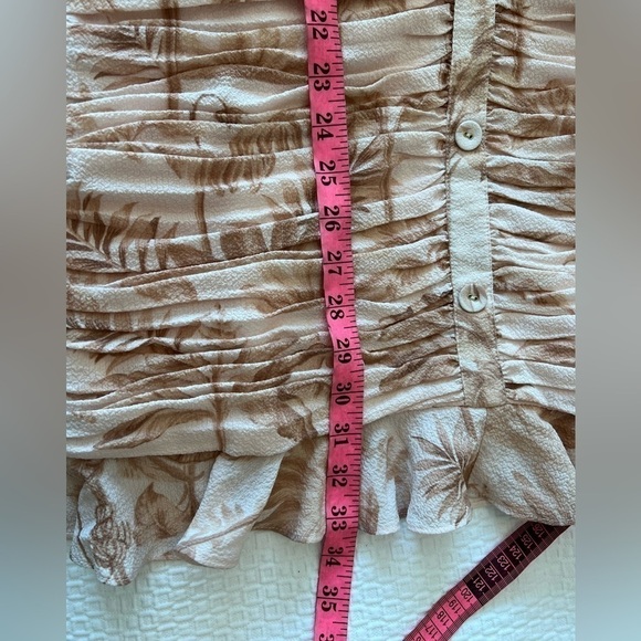 Ted Baker London Rrosiee Palm Tree Ruched Front Sleeveless Ruffle Hem Mini Dress - Picture 11 of 16